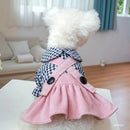 Vestidinho Xadrez com Saia Rosa
