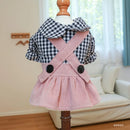 Vestidinho Xadrez com Saia Rosa