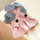Vestidinho Xadrez com Saia Rosa