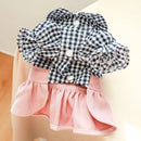 Vestidinho Xadrez com Saia Rosa