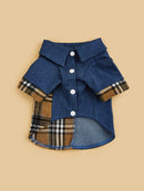 Camisa Jeans com Estampa Xadrez