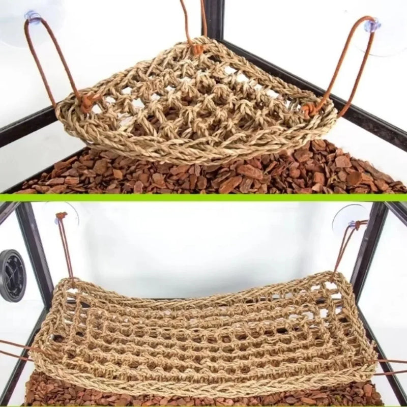 Cama de Palha com Rede Natural para Répteis